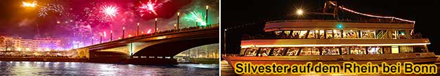 Silvesterschiff bei Bonn auf dem Rhein 2025 2026 mit Silvester-Partyschifffahrt